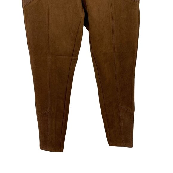 Marc New York Brown Faux Suede Moto Leggings Stretch Pull On Pants XS - Picture 3 of 7